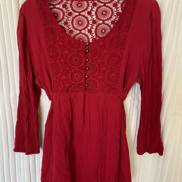 Heartsoul Red Crinkle Top / Tunic - Picture 1 of 7